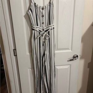 LOFT Monochrome Striped Jumpsuit